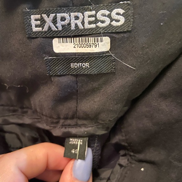 Navy pinstripe wide leg “editor” trousers - Picture 4 of 5